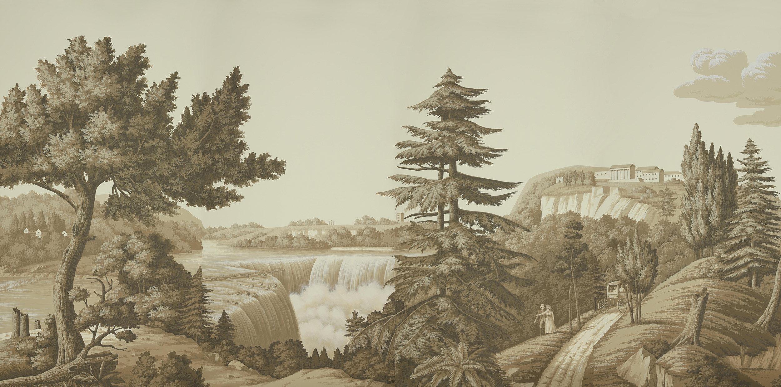 Обои ручная роспись North American River Views Sepia on scenic paper Обои ручная роспись North American River Views Sepia on scenic paper - постер Loft-Concept в Рязани