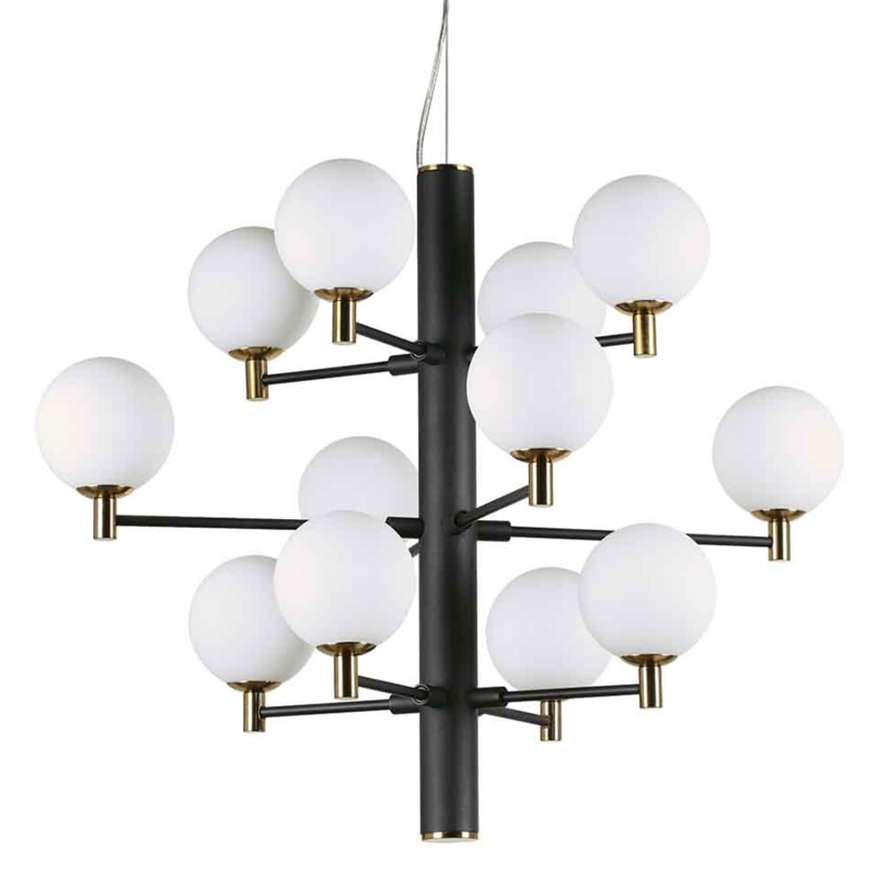Люстра Italian Globe Abstraction Light White and Black 12 Белый Золотой Черный Люстра Italian Globe Abstraction Light White and Black 12 Белый Золотой Черный в Рязани | Loft Concept
