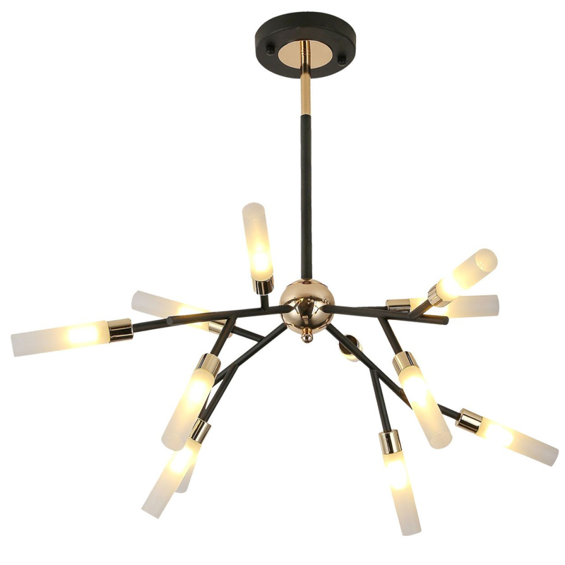 Люстра White Tube Valley Arredoluce Chandelier 12 Прозрачный белый Глянцевое золото Черный Люстра White Tube Valley Arredoluce Chandelier 12 Прозрачный белый Глянцевое золото Черный в Рязани | Loft Concept