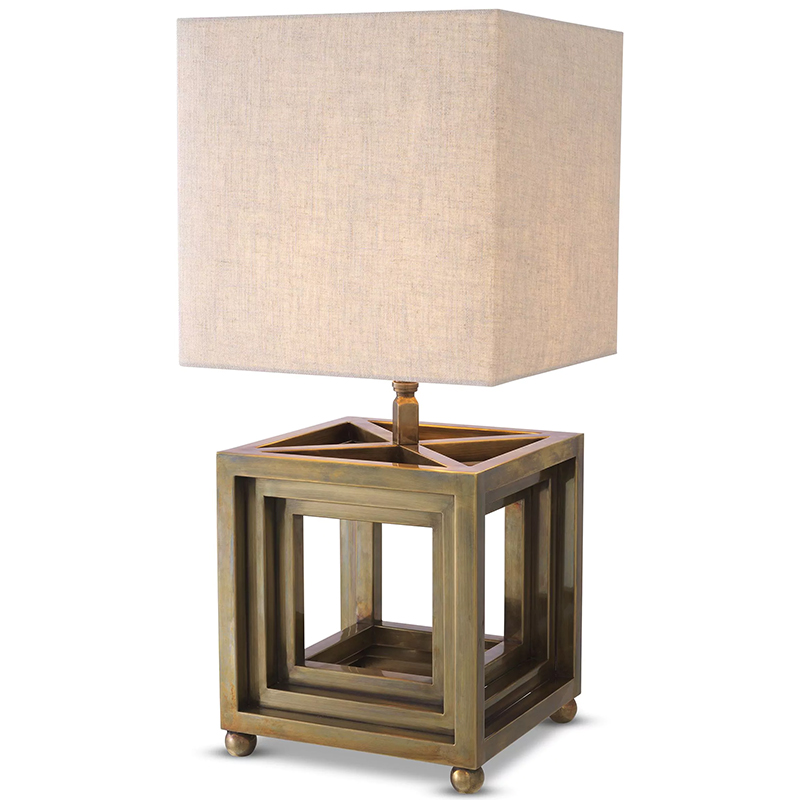 Настольная лампа Eichholtz Table Lamp Bellagio Brass Винтажная латунь Бежево-серый в Рязани | Loft Concept 