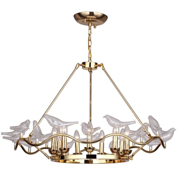 Люстра Dove Chandelier Glass Bird 9 Золотой Люстра Dove Chandelier Glass Bird 9 Золотой в Рязани | Loft Concept