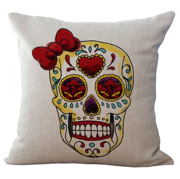 Декоративная подушка Skull With Bow Декоративная подушка Skull With Bow в Рязани | Loft Concept