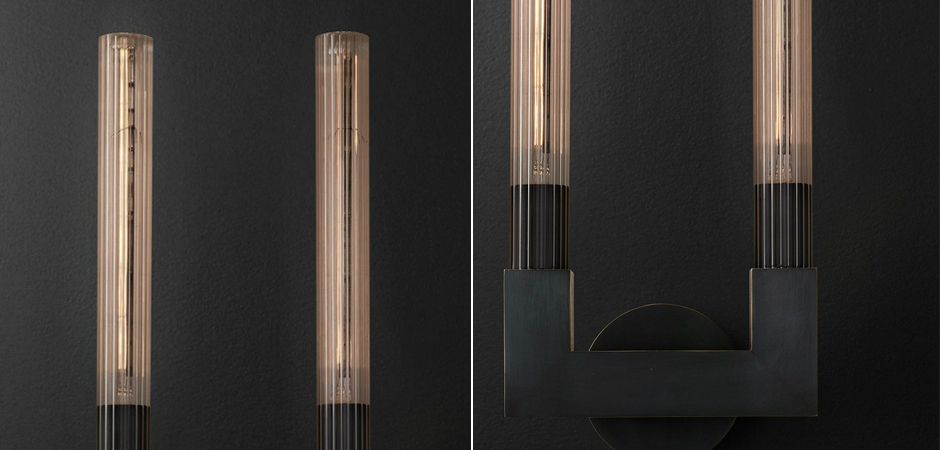 Бра RH CANNELLE wall lamp DOUBLE Sconces Black Бра RH CANNELLE wall lamp DOUBLE Sconces Black - Loft-Concept в Рязани