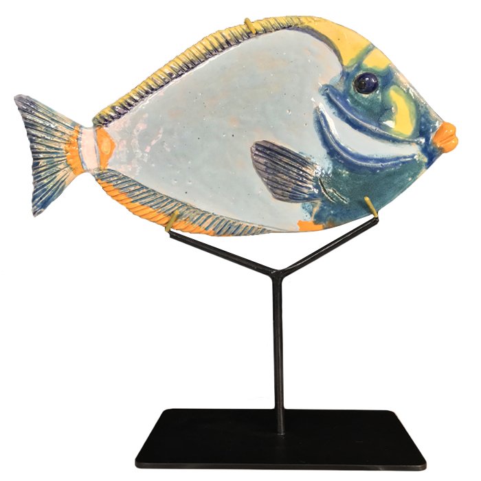 Статуэтка на подставке Tropical Fish Серый Черный Оранжевый Статуэтка на подставке Tropical Fish Серый Черный Оранжевый в Рязани | Loft Concept