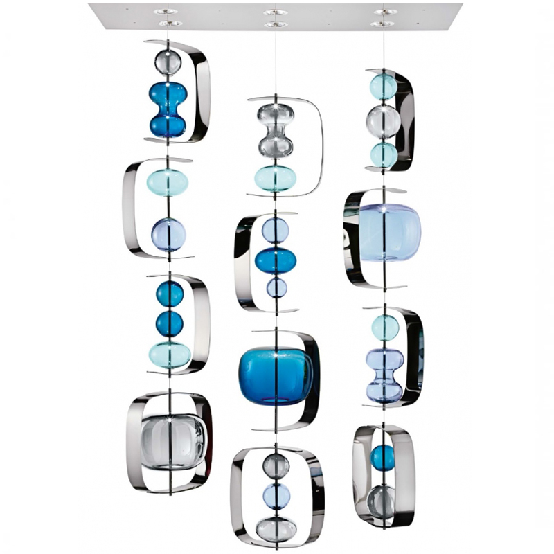 Светильник Barovier & Toso Manhattan Blue Голубой Синий Хром Светильник Barovier & Toso Manhattan Blue Голубой Синий Хром в Рязани | Loft Concept