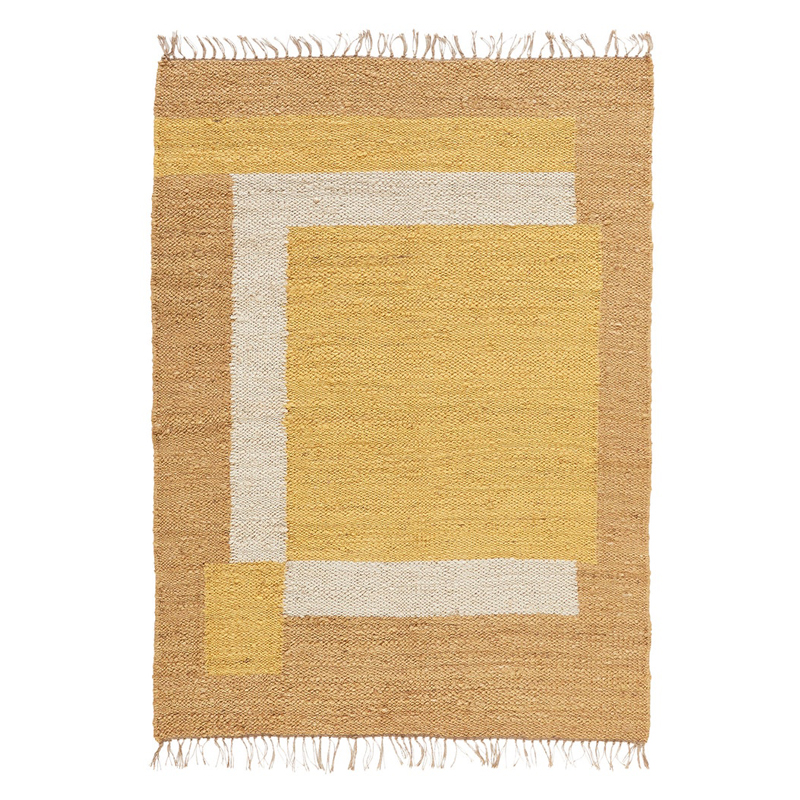 Ковер с бахромой Carpet Yellow 100% джут Бежевый Желтый Коричневый Ковер с бахромой Carpet Yellow 100% джут Бежевый Желтый Коричневый в Рязани | Loft Concept