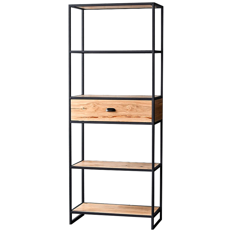Стеллаж Kline Industrial Metal Rust Rack Черный Древесина Стеллаж Kline Industrial Metal Rust Rack Черный Древесина в Рязани | Loft Concept