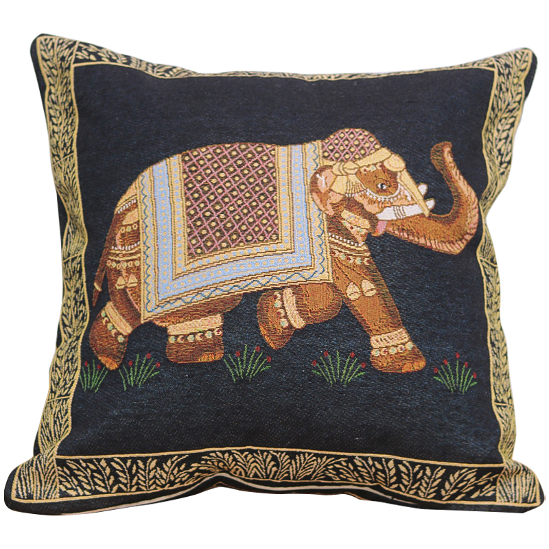Декоративная подушка Indian Elephant Black Мульти Черный Декоративная подушка Indian Elephant Black Мульти Черный в Рязани | Loft Concept