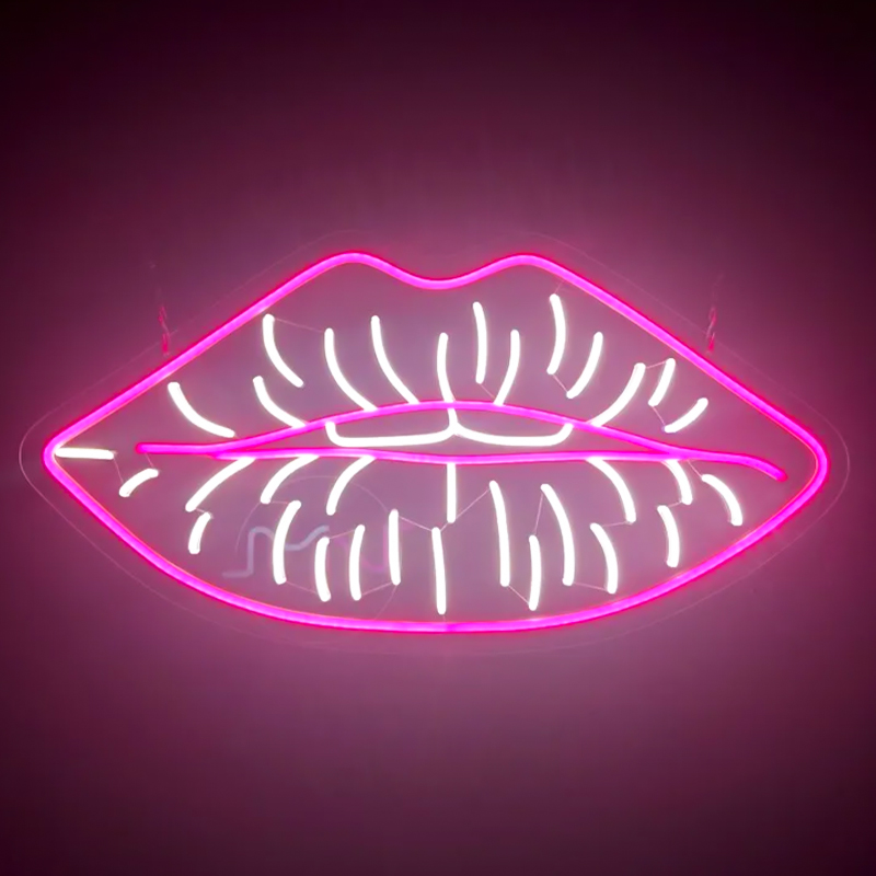 Неоновая настенная лампа Lips Neon Wall Lamp Розовый Белый Неоновая настенная лампа Lips Neon Wall Lamp Розовый Белый в Рязани | Loft Concept