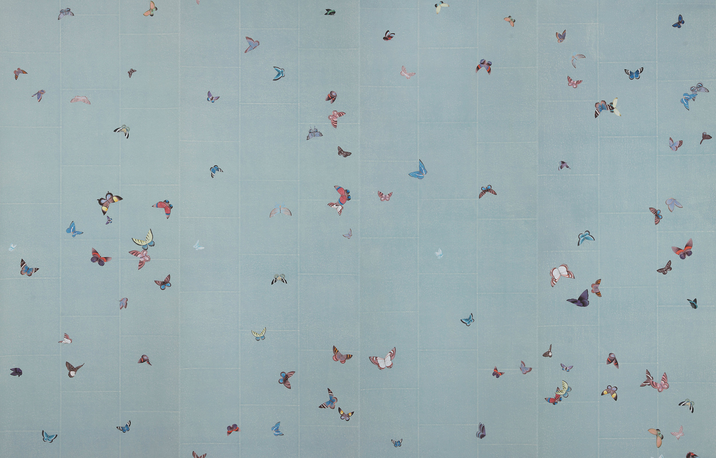 Обои ручная роспись Butterflies Icarus on Azure India tea paper Обои ручная роспись Butterflies Icarus on Azure India tea paper - постер Loft-Concept в Рязани