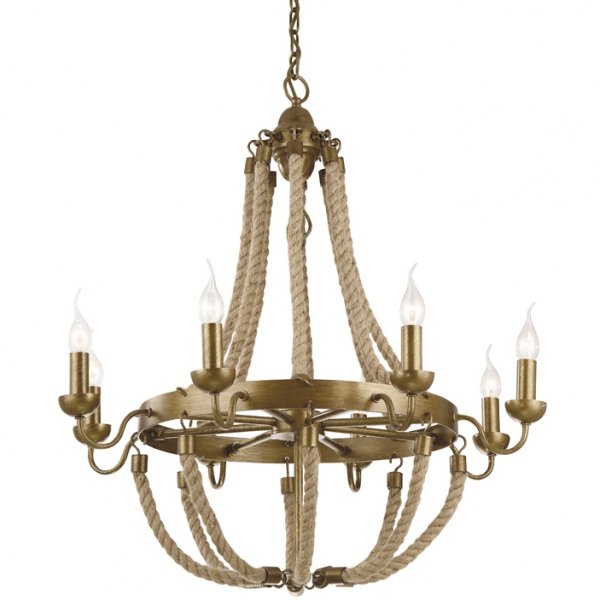 Люстра Rattan Chandelier Metall 8 Loft Rope Light Люстра Rattan Chandelier Metall 8 Loft Rope Light в Рязани | Loft Concept