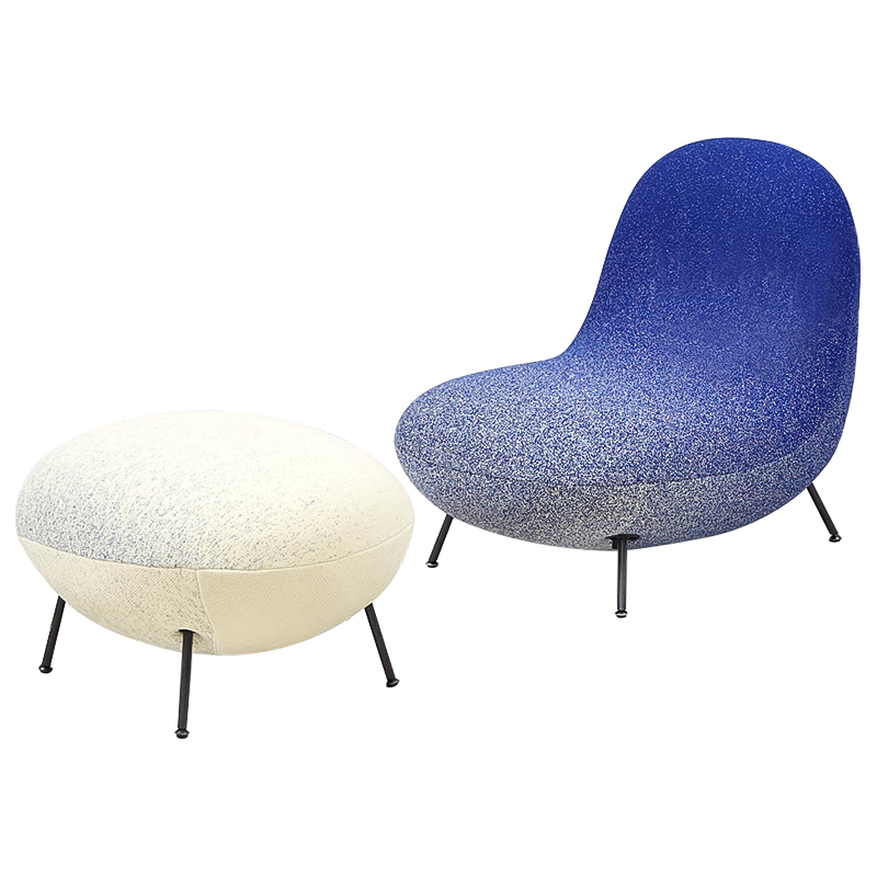 Кресло и пуф Whitney Gradient Armchair and Ottoman Синий Молочный Кресло и пуф Whitney Gradient Armchair and Ottoman Синий Молочный в Рязани | Loft Concept