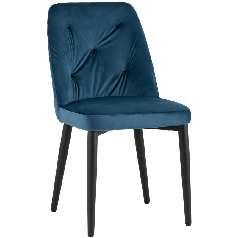 Стул Emma Chair Синий Велюр Синий Черный Стул Emma Chair Синий Велюр Синий Черный в Рязани | Loft Concept