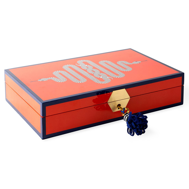 Шкатулка EDEN LACQUER JEWELRY BOX Jonathan Adler Оранжевый Синий Золотой Белый Черный Шкатулка EDEN LACQUER JEWELRY BOX Jonathan Adler Оранжевый Синий Золотой Белый Черный в Рязани | Loft Concept
