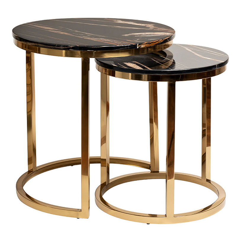 Комплект приставных столов Hewdonald Black Side Tables Глянцевое золото Черный Комплект приставных столов Hewdonald Black Side Tables Глянцевое золото Черный в Рязани | Loft Concept