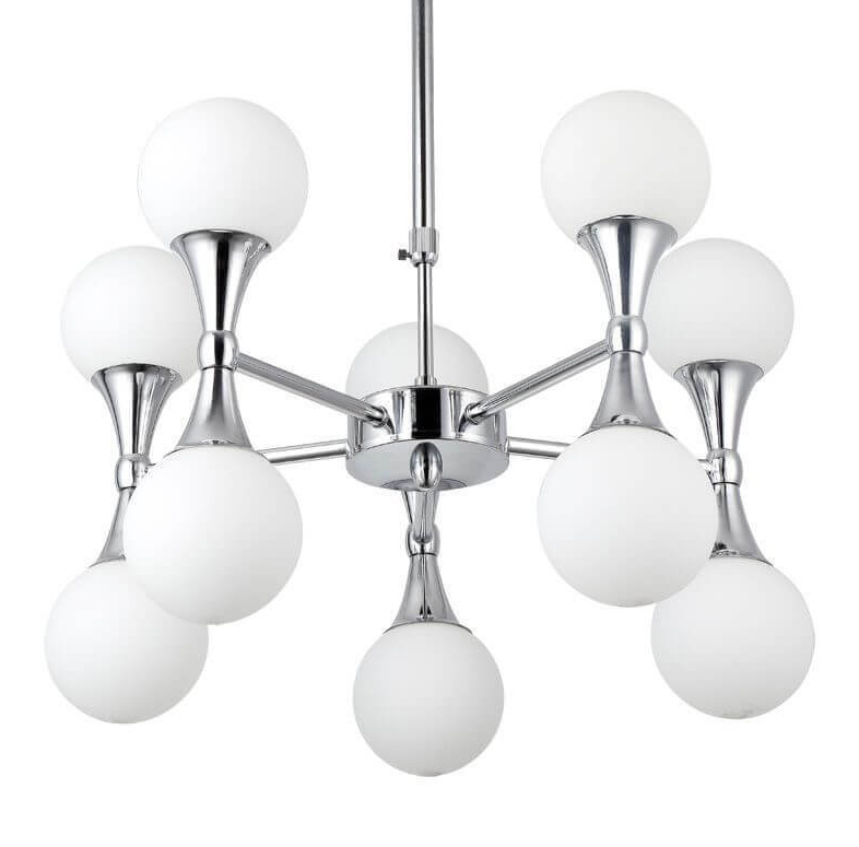 Люстра Ball Valley Chandelier Chromium 10 Белый Хром в Рязани | Loft Concept 