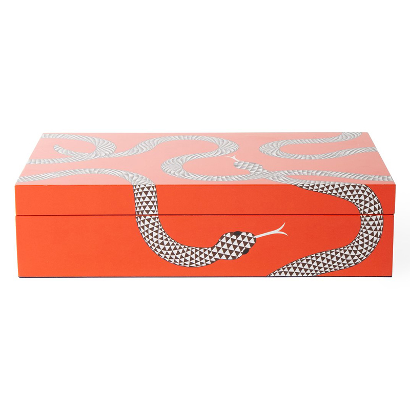 Шкатулка LARGE EDEN LACQUER BOX Jonathan Adler Оранжевый Темно-синий Шкатулка LARGE EDEN LACQUER BOX Jonathan Adler Оранжевый Темно-синий в Рязани | Loft Concept