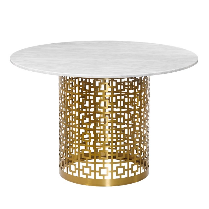 Обеденный стол Artesia Dining Table White Глянцевое золото Белый Обеденный стол Artesia Dining Table White Глянцевое золото Белый в Рязани | Loft Concept