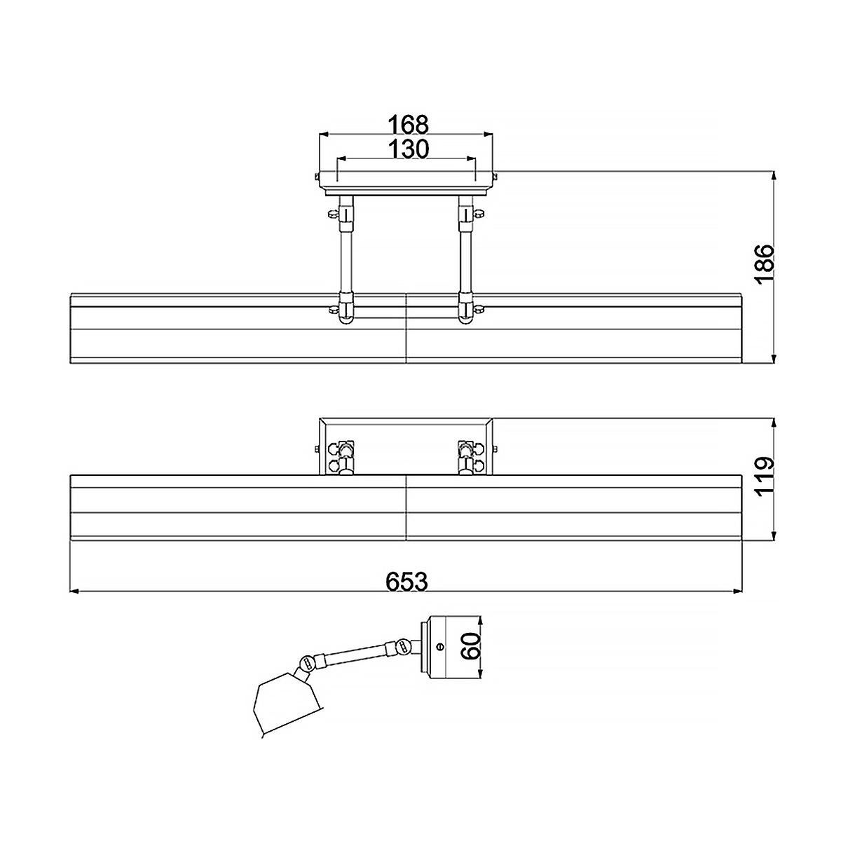 Светильник для картин с призматическим плафоном и двойными регулируемыми шарнирами Elstead Lighting в Рязани