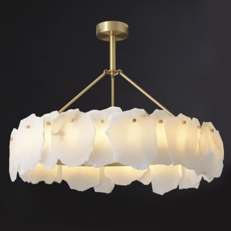 Люстра Lucretia Marble Round Chandelier Латунь Белый Мрамор Bianco Люстра Lucretia Marble Round Chandelier Латунь Белый Мрамор Bianco в Рязани | Loft Concept