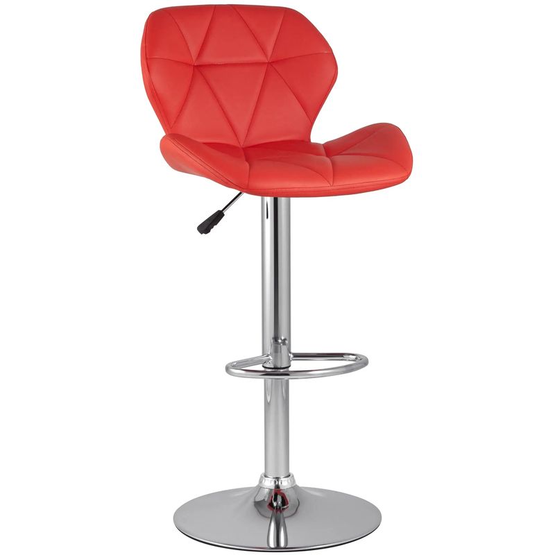 Барный Стул Jeroen Chair Красная Экокожа Красный Серебряный Барный Стул Jeroen Chair Красная Экокожа Красный Серебряный в Рязани | Loft Concept