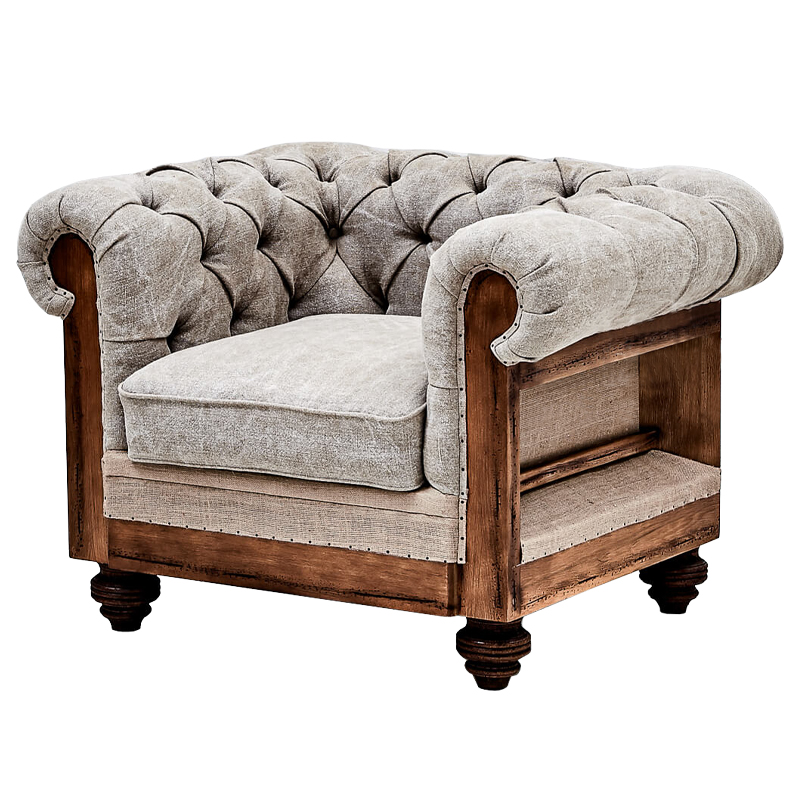 Кресло Deconstructed Chesterfield Armchair Gray Светло-серый Коричневый Кресло Deconstructed Chesterfield Armchair Gray Светло-серый Коричневый в Рязани | Loft Concept