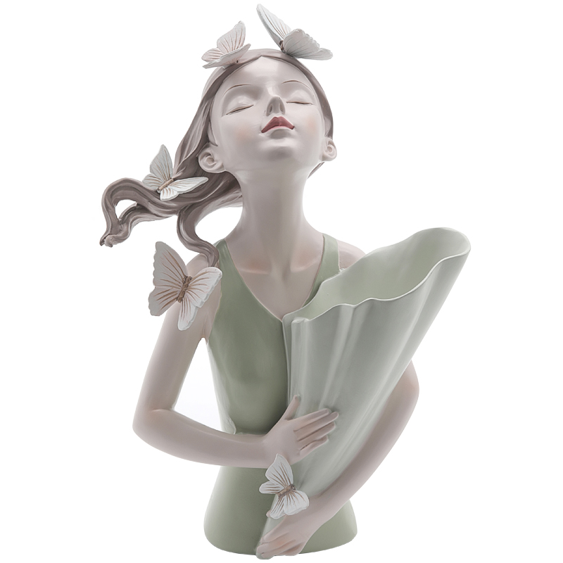 Статуэтка Butterfly Girl Vase Бежевый Белый Прозрачный зеленый Статуэтка Butterfly Girl Vase Бежевый Белый Прозрачный зеленый в Рязани | Loft Concept