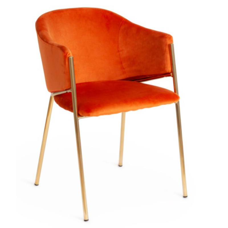 Стул Faisal Orange Velvet Chair Оранжевый Глянцевое золото Стул Faisal Orange Velvet Chair Оранжевый Глянцевое золото в Рязани | Loft Concept