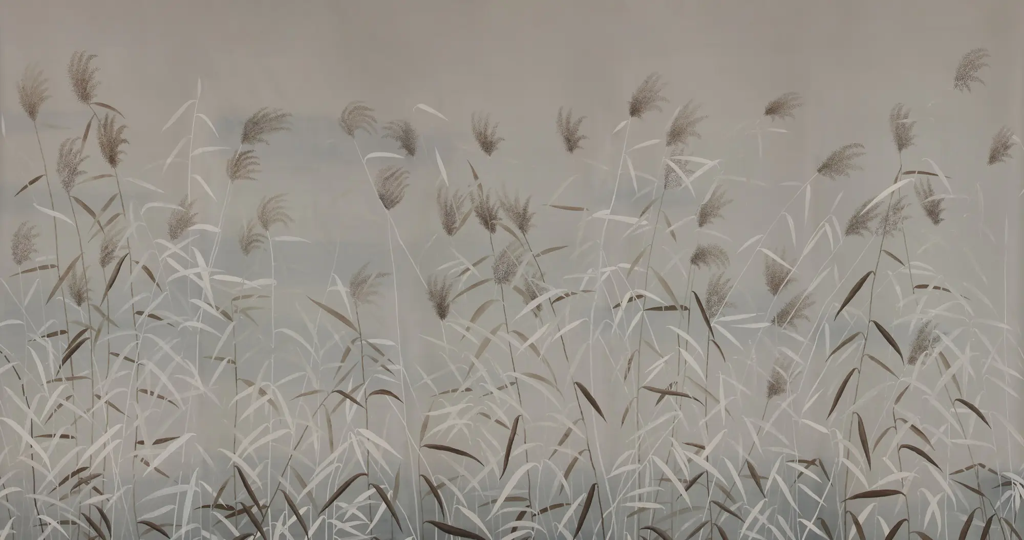 Обои ручная роспись Wild Grasses Special Colourway on Pale Grey dyed silk Обои ручная роспись Wild Grasses Special Colourway on Pale Grey dyed silk - постер Loft-Concept в Рязани