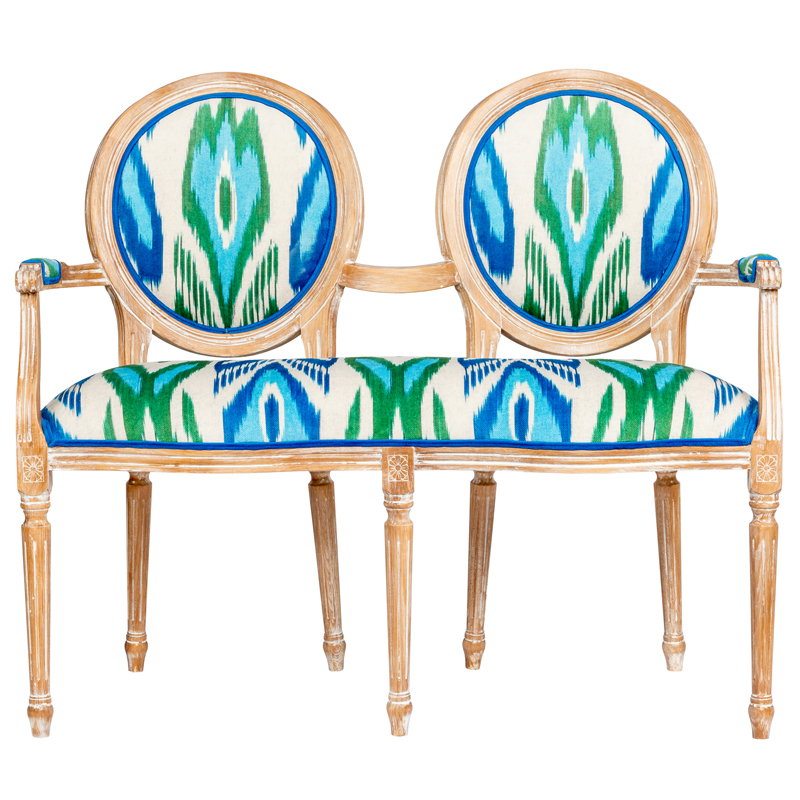 Диванетка с узором Ikat Pattern Белый Коричневый Мульти в Рязани | Loft Concept 