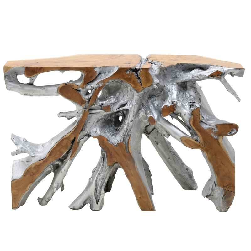 Консоль Luz Wood Console Серебряный Древесина Бежевый Консоль Luz Wood Console Серебряный Древесина Бежевый в Рязани | Loft Concept