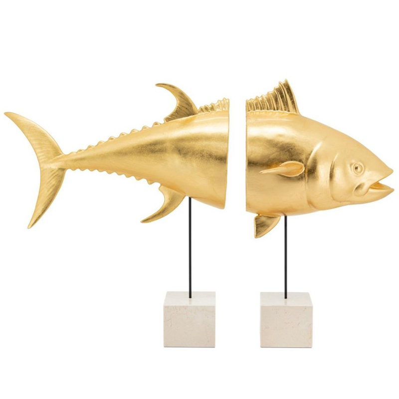 Статуэтка Tuna With Marble Bases Goldleaf Золотой Черный Белый Мрамор Bianco Статуэтка Tuna With Marble Bases Goldleaf Золотой Черный Белый Мрамор Bianco в Рязани | Loft Concept