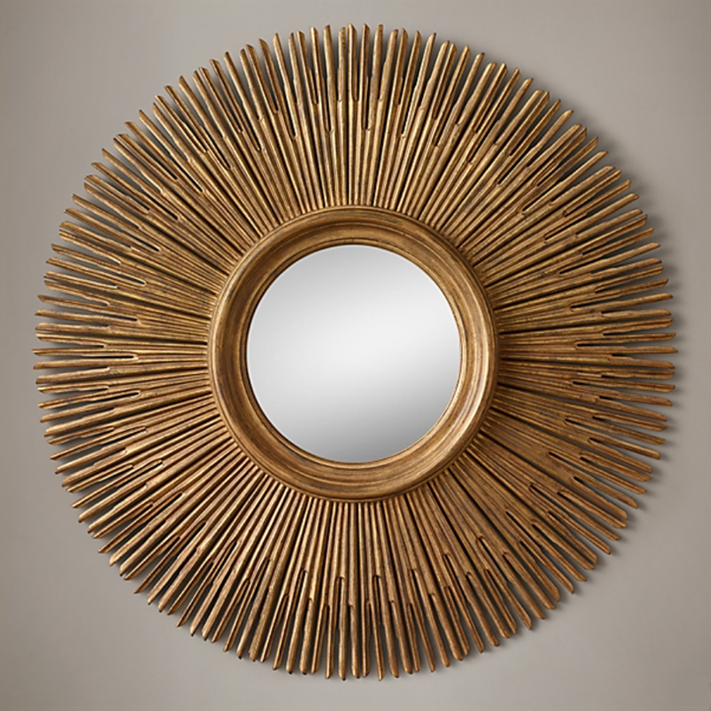 Restoration Hardware ROUND SUNBURST MIRROR Gold Винтажное Темное Золото Restoration Hardware ROUND SUNBURST MIRROR Gold Винтажное Темное Золото в Рязани | Loft Concept