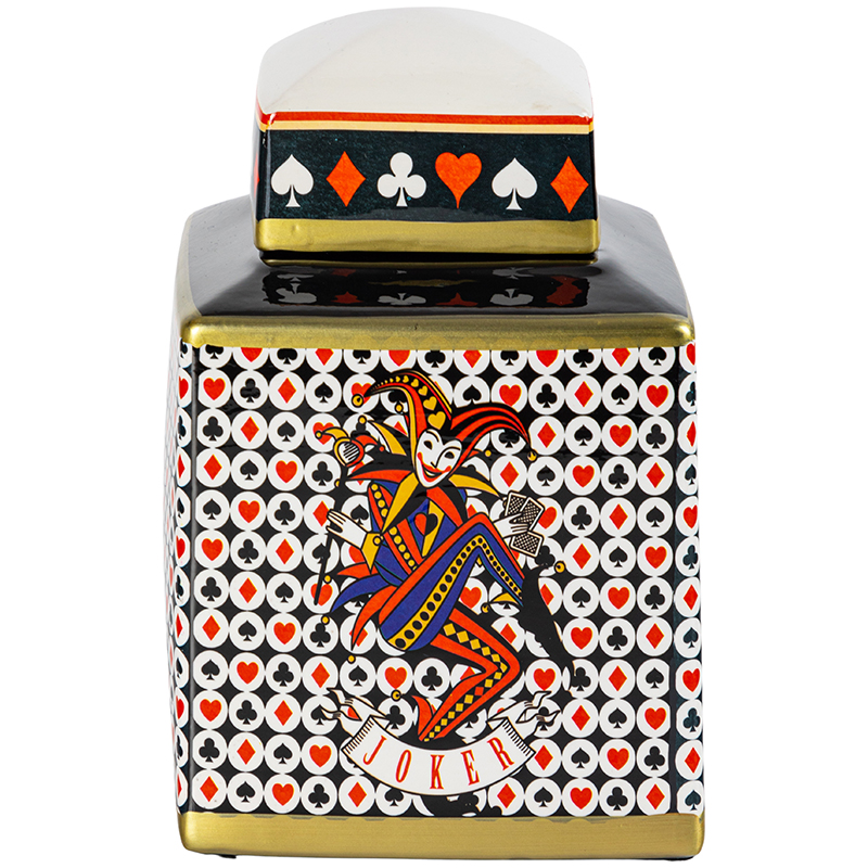 Ваза с крышкой Joker Poker Collection Vase Мульти Черно-белый Красный Золотой в Рязани | Loft Concept 