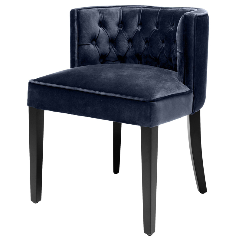 Стул Eichholtz Dining Chair Dearborn blue Темно-синий Черный Стул Eichholtz Dining Chair Dearborn blue Темно-синий Черный в Рязани | Loft Concept