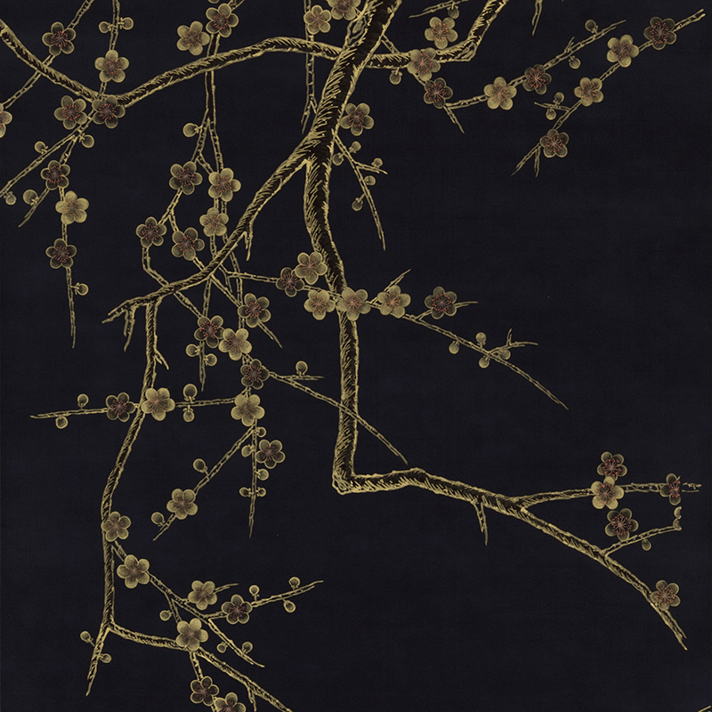 Обои ручная роспись Plum Blossom Colourway SC-226 on black painted silk Обои ручная роспись Plum Blossom Colourway SC-226 on black painted silk в Рязани | Loft Concept