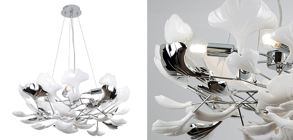 Люстра Wintery flover Chrome с Белыми декоративными плафонами Люстра Wintery flover Chrome с Белыми декоративными плафонами - Loft-Concept в Рязани