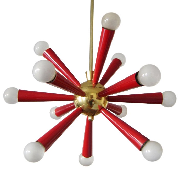 Люстра Mid Century Modern ATOMIC Sputnik Red Красный (Red) Золотой Люстра Mid Century Modern ATOMIC Sputnik Red Красный (Red) Золотой в Рязани | Loft Concept