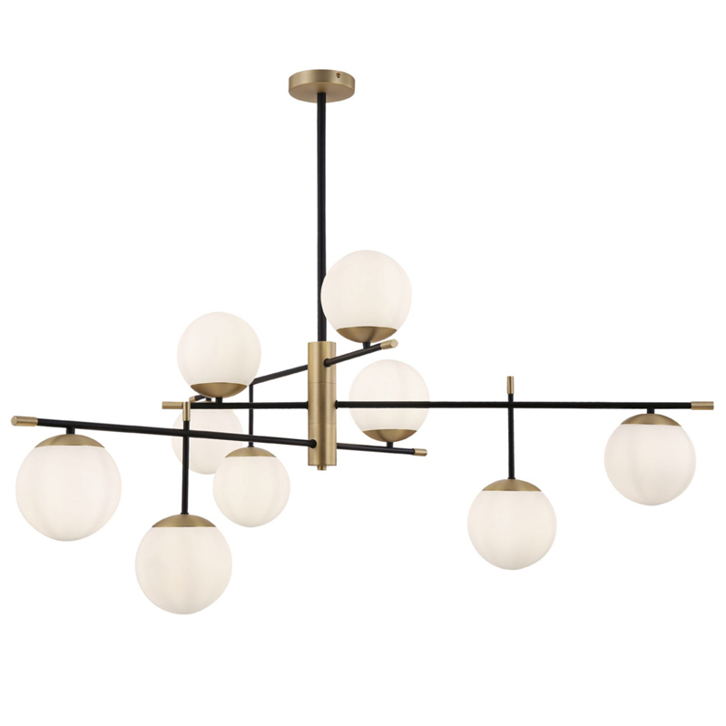 Светильник Spike Nine Balls Hanging Lamp матовое золото Прозрачный белый Светильник Spike Nine Balls Hanging Lamp матовое золото Прозрачный белый в Рязани | Loft Concept