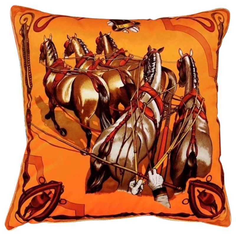 Декоративная подушка Hermes Horse 112 Оранжевый Декоративная подушка Hermes Horse 112 Оранжевый в Рязани | Loft Concept