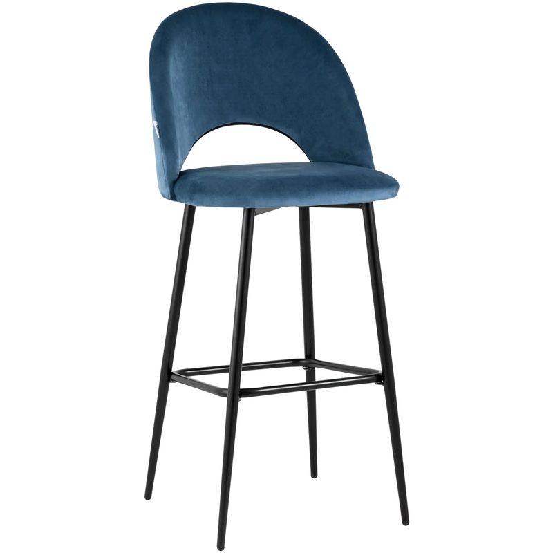 Барный Стул CLIFF Chair Синий Велюр Синий Черный Барный Стул CLIFF Chair Синий Велюр Синий Черный в Рязани | Loft Concept