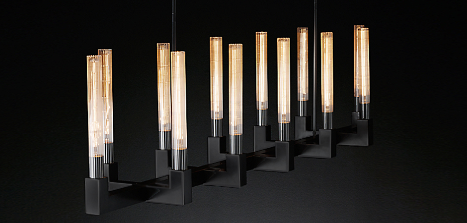 Люстра RH CANELLE Linear Chandelier 12 Modern Black Люстра RH CANELLE Linear Chandelier 12 Modern Black - Loft-Concept в Рязани