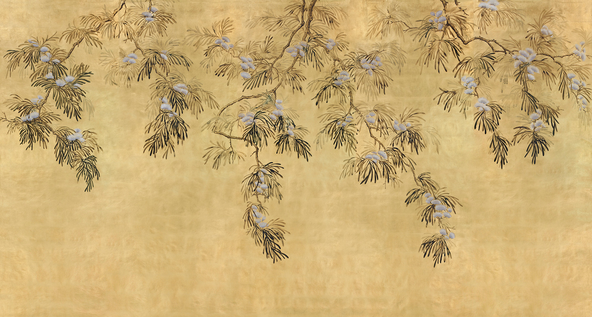 Обои ручная роспись Silk Tree Original colourway on Gold Bullion gilded paper Обои ручная роспись Silk Tree Original colourway on Gold Bullion gilded paper - постер Loft-Concept в Рязани