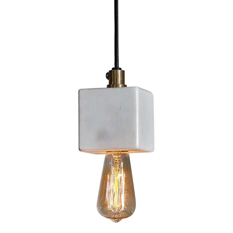 Подвесной светильник Shaw Cube Marble Hanging Lamp Черный Белый Мрамор Bianco Подвесной светильник Shaw Cube Marble Hanging Lamp Черный Белый Мрамор Bianco в Рязани | Loft Concept