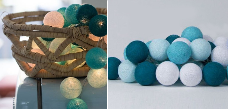 Гирлянда хлопковые фонарики Сotton Ball Aqua - Loft-Concept в Рязани