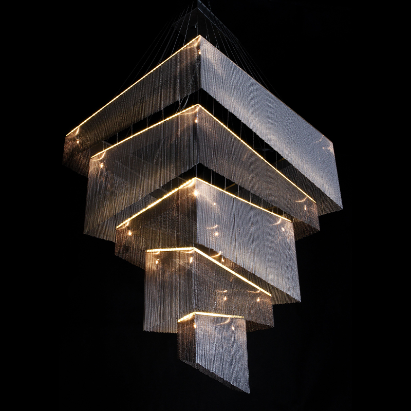 Люстра Серебряные цепочки Willowlamp Geometric Storm Silver Серебряный в Рязани | Loft Concept 