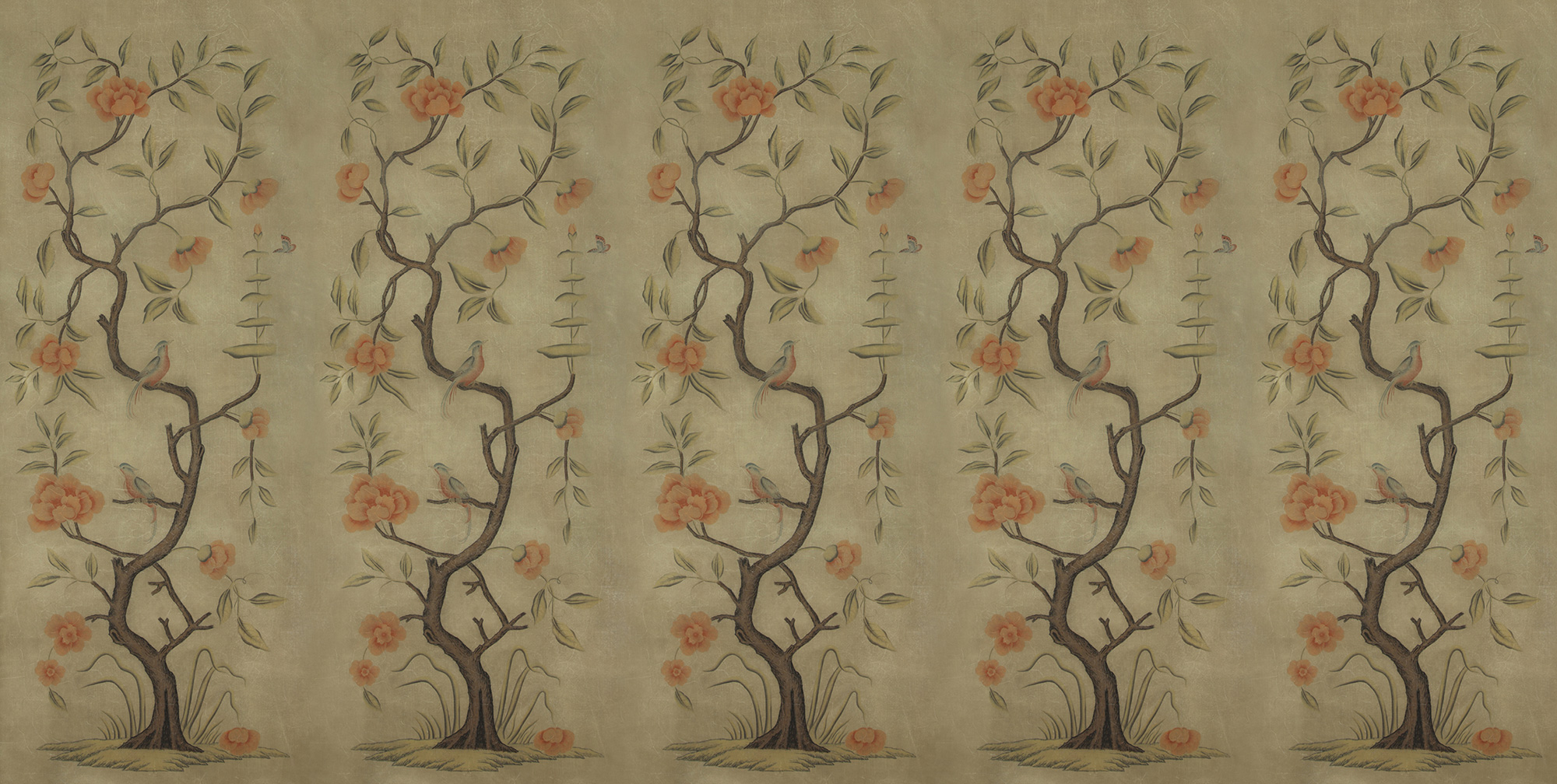 Обои ручная роспись Gustavian Tree of Life Special Colourway on brown Williamsburg Обои ручная роспись Gustavian Tree of Life Special Colourway on brown Williamsburg - постер Loft-Concept в Рязани