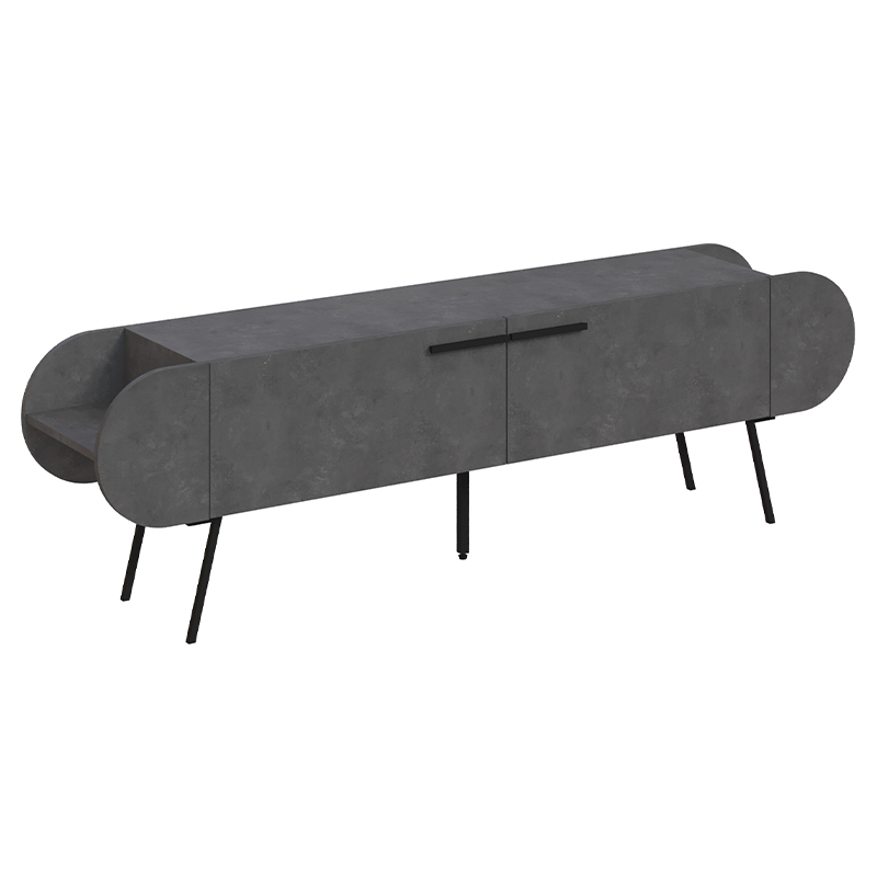 ТВ-тумба серая с 2-мя откидными дверцами и 2-мя открытыми полками CAPSULE TV STAND RETRO GREY Серый Черный ТВ-тумба серая с 2-мя откидными дверцами и 2-мя открытыми полками CAPSULE TV STAND RETRO GREY Серый Черный в Рязани | Loft Concept