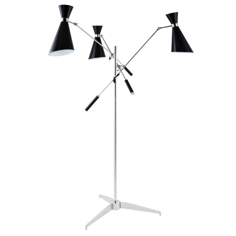 Торшер Stanley FLOR LAMP Черный Хром Торшер Stanley FLOR LAMP Черный Хром в Рязани | Loft Concept