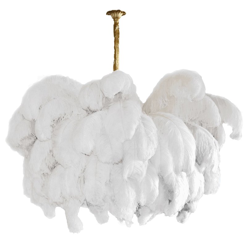Люстра из страусиных перьев Extra Large Feather Chandelier GRAND TOUR Розовый пастельный Белый Серый Бежевый Латунь Люстра из страусиных перьев Extra Large Feather Chandelier GRAND TOUR Розовый пастельный Белый Серый Бежевый Латунь в Рязани | Loft Concept